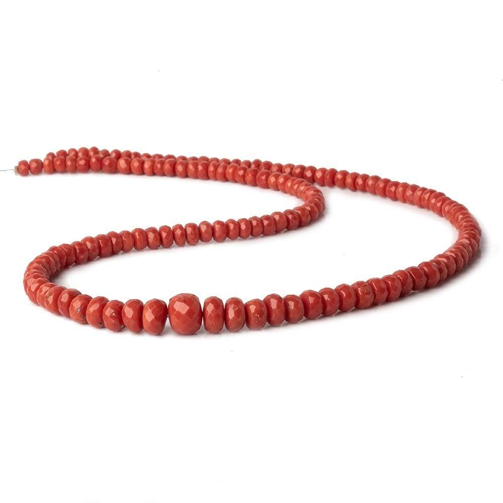 4-9mm Red Coral faceted rondelles 18 inch 133 pieces AA