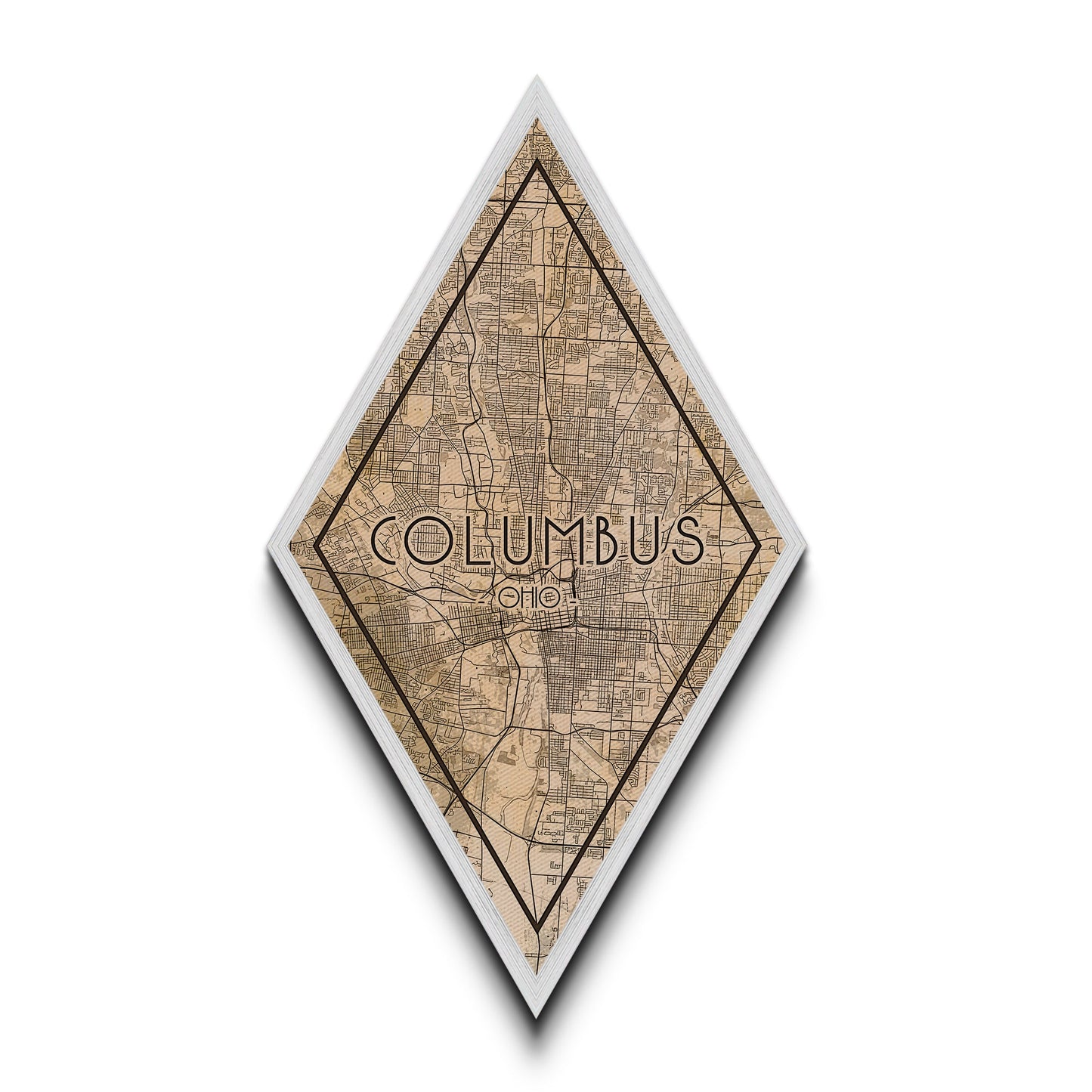 Columbus Diamond Shaped Travel Poster, Custom Diamond Shaped Wall Art, City Map Canvas
