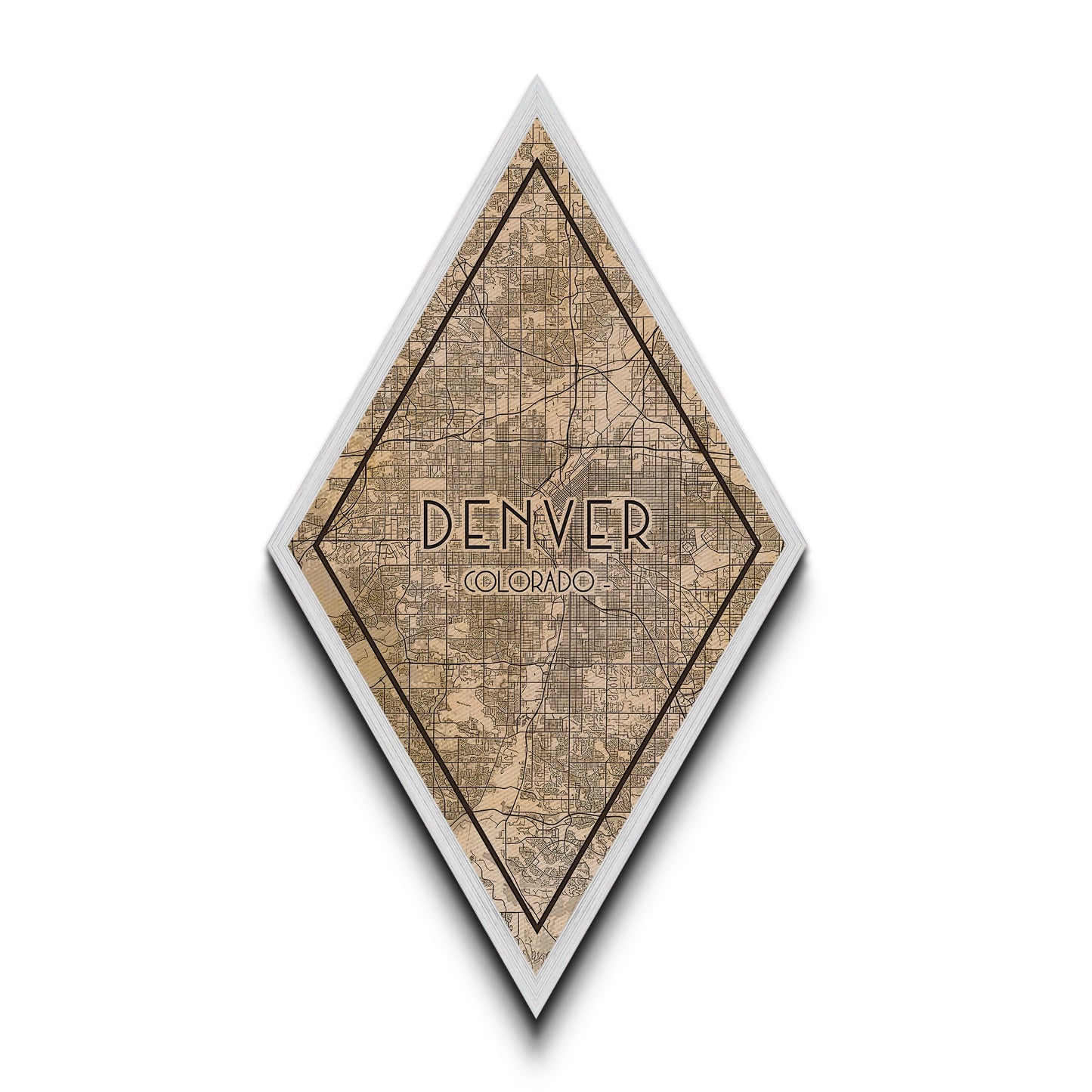 Denver Diamond Shaped Travel Poster, Custom Diamond Shaped Wall Art, City Map Canvas