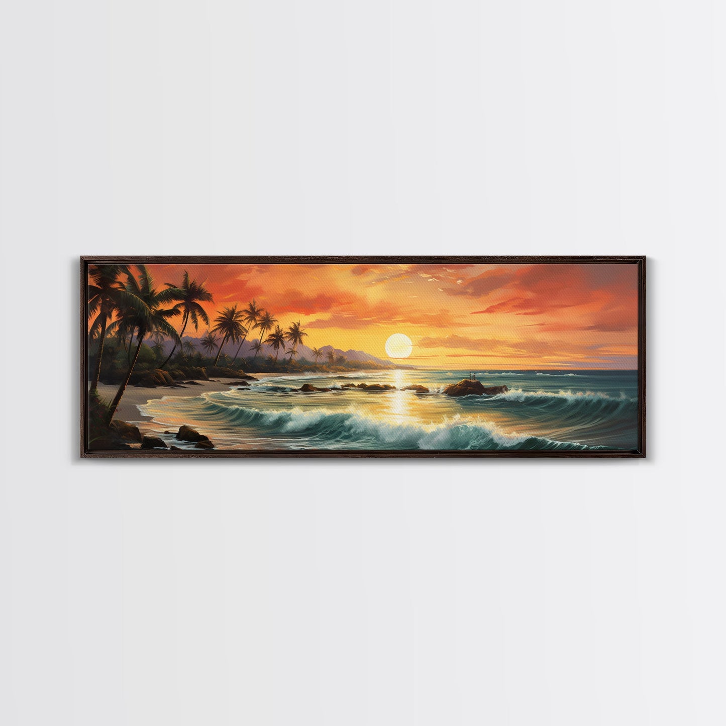 Tropical Ocean Beach canvas prints Sea landscape Nautical photo Coastal Framed Art Sea wave canvas Extra large wall art Ready to hang