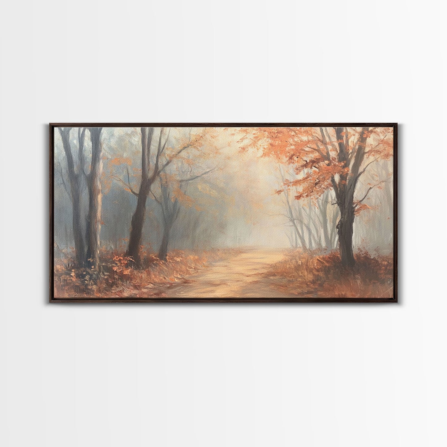 Path Through The Fall Forest, Framed Canvas Print, Winter Wonderland Decor, Perfect Wall Art and Gift Idea