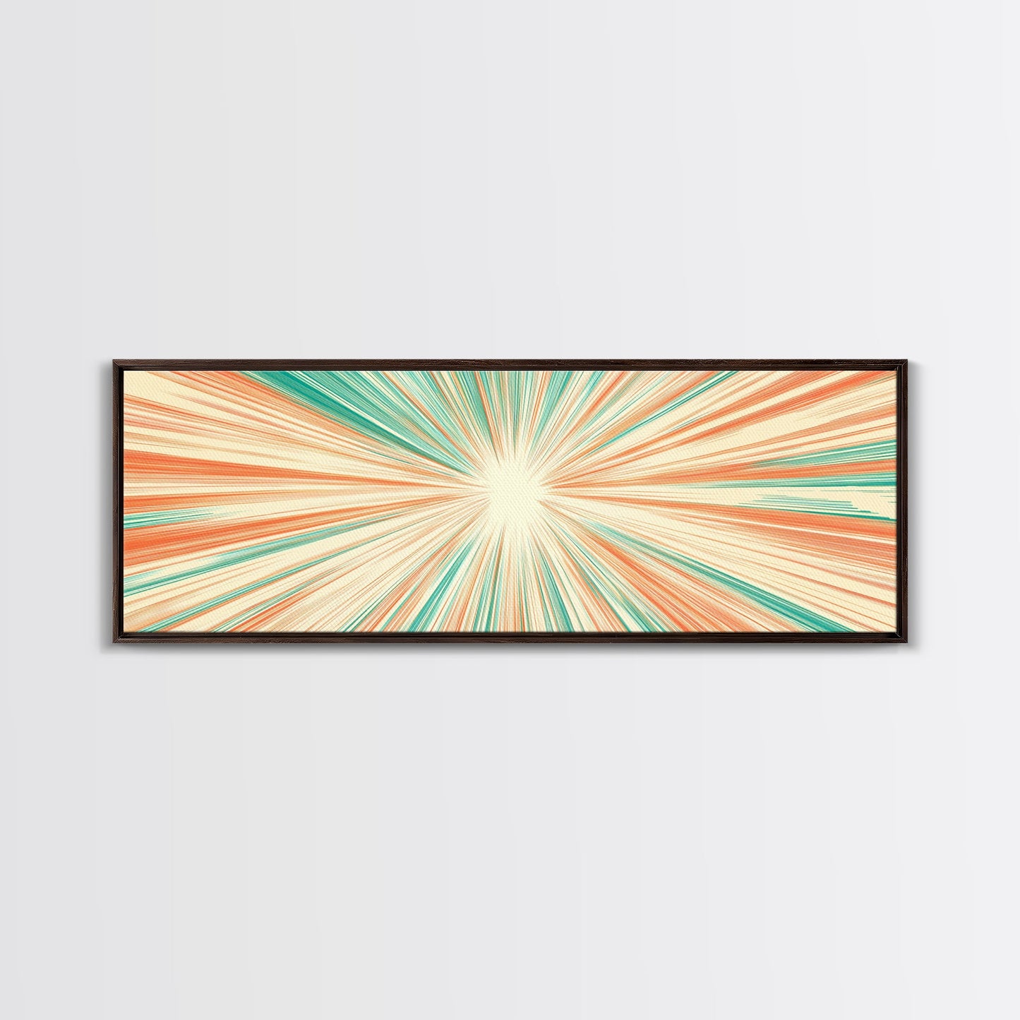 Mid Centery Modern Canvas Print - Framed MCM Style Wall Art, Orange and Green Star Burst - Art Deco Modern Art - Above Sofa Decor