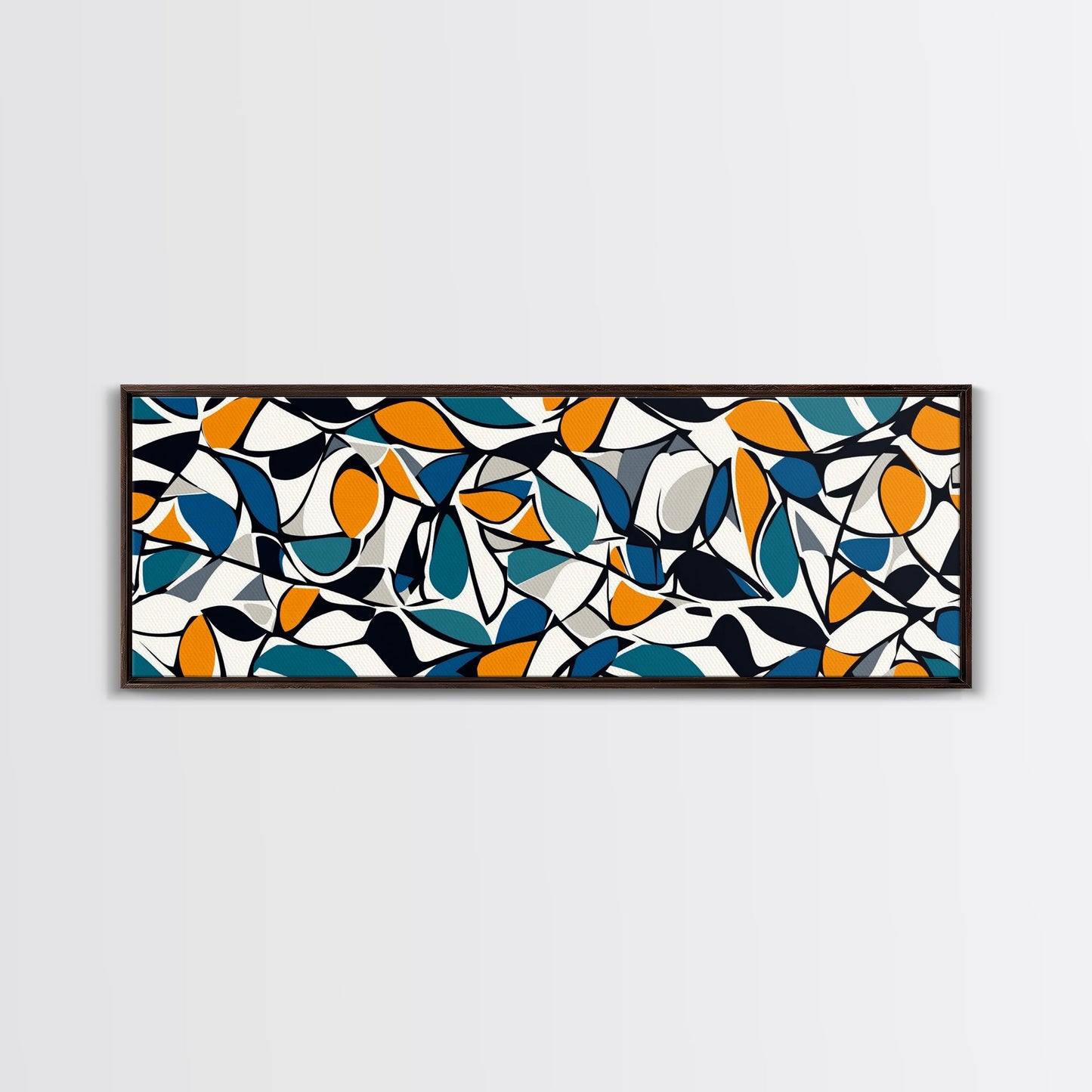 Mid Century Modern Art - Floral Abstract Pattern - Panoramic Canvas Print - Retro Loft Art - Large Wall Art - Geometric Abstract Art