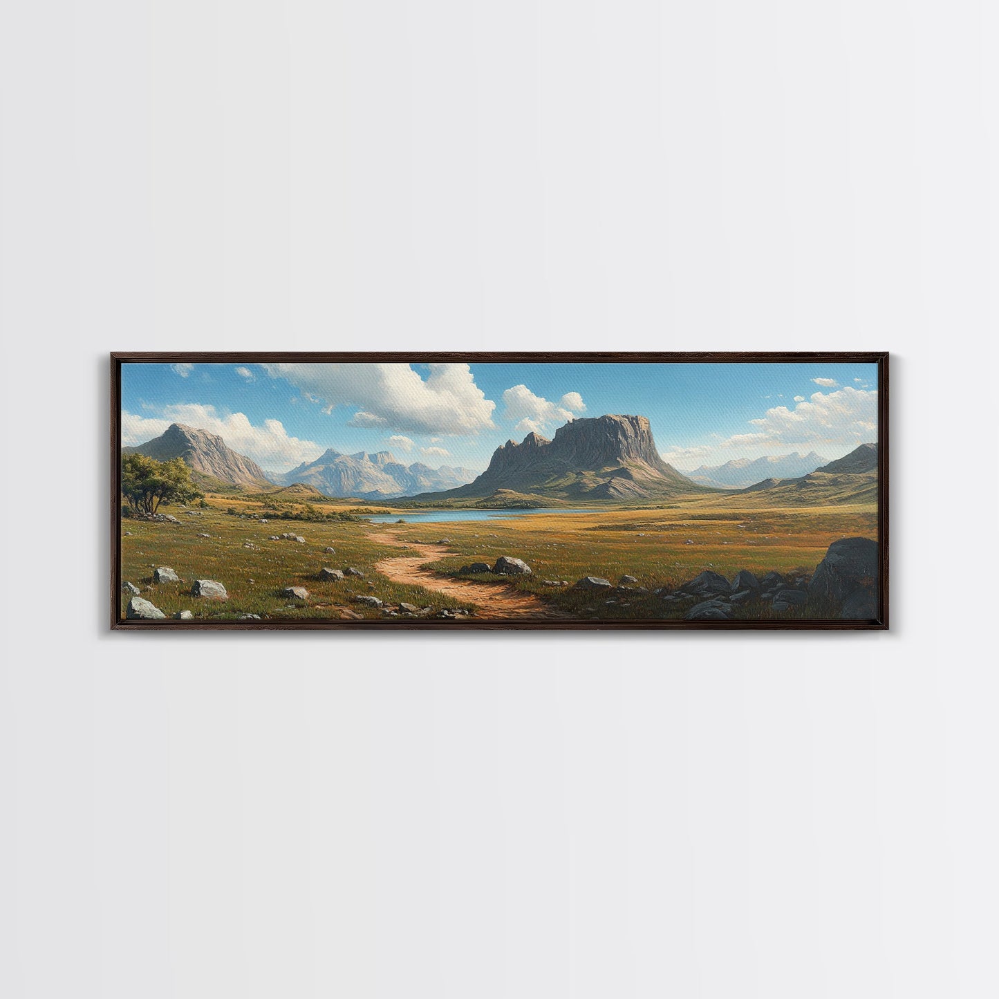 Ancient Arizona, Framed Canvas Print, Prehistoric Monument Valley, Panoramic Oversized Fantasy Wall Art
