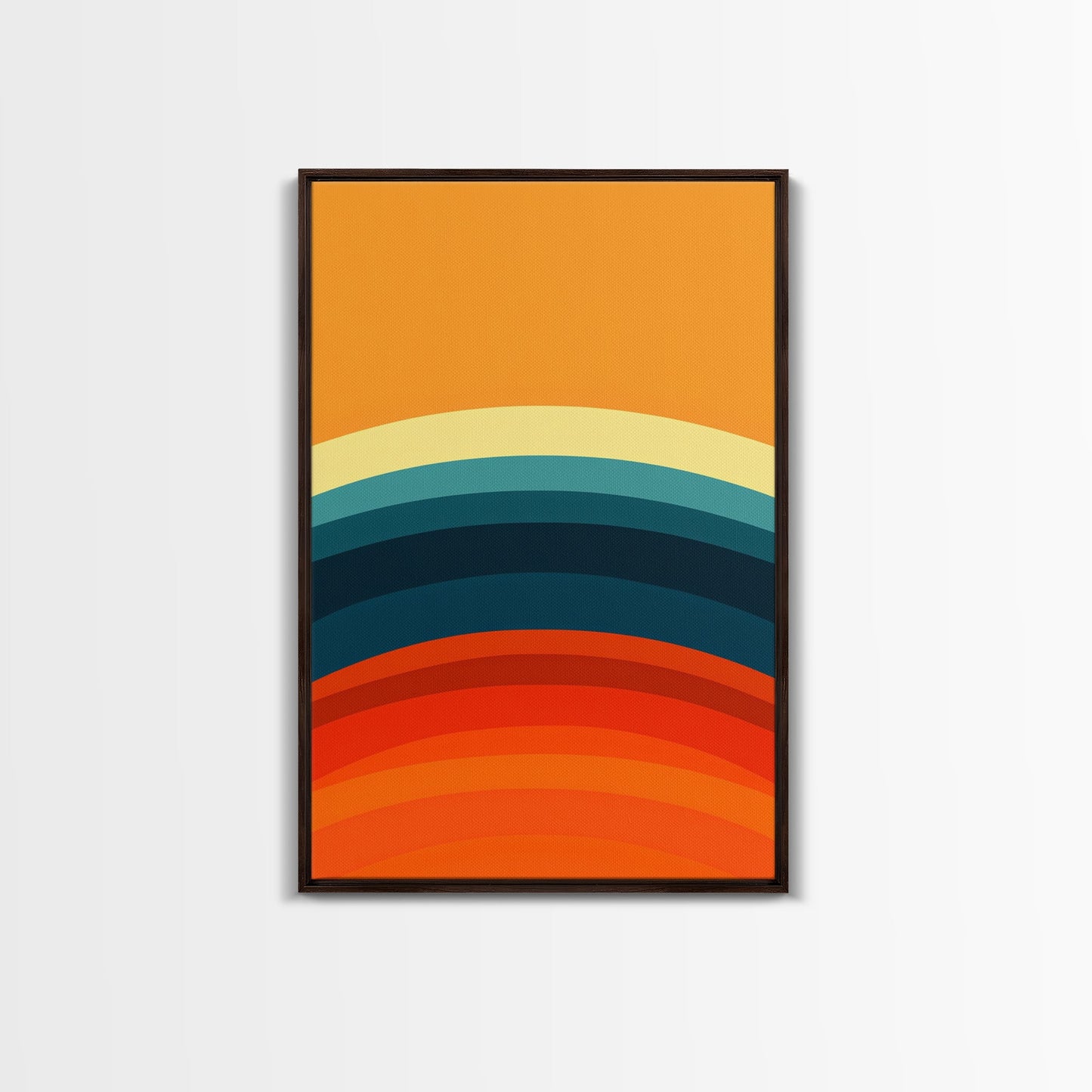 Shades Of The Sun Gradient Painting Print, Wood Framed Canvas, Minimalist Wall Art, Art Deco Inspired Living Room Decor