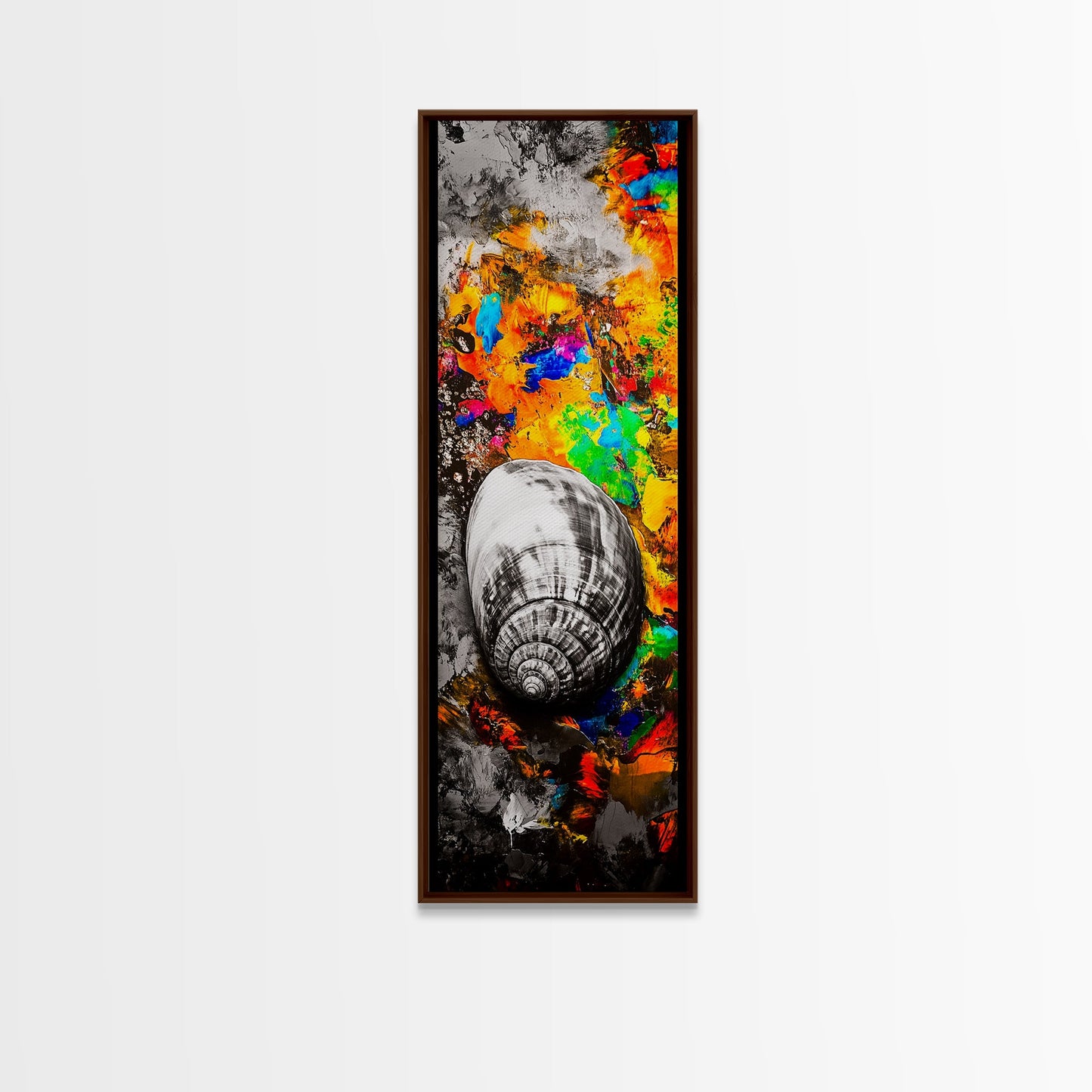 Colorful Shell, Abstract Art, Bold Texture, Canvas Print, Coastal Wall Art, Boho Beach Decor, Eclectic Home Art, Vibrant Nature Painting