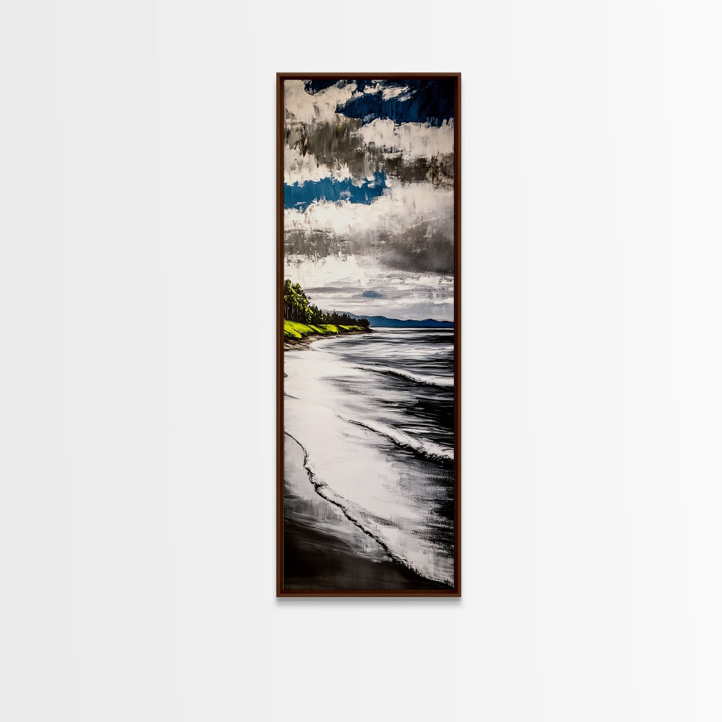 Coastal Shoreline, Blue and Green Art, Beach Wall Art, Ocean Canvas Print, Nautical Home Decor, Large Wall Art, Modern Living Room Art