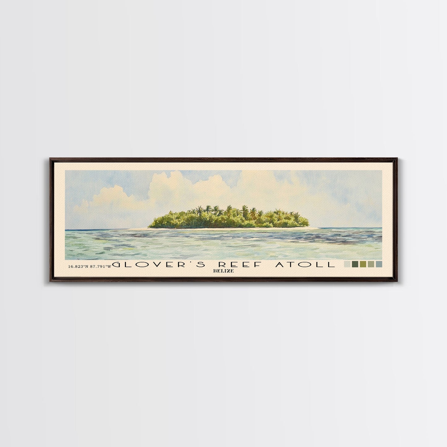 Glover’s Reef Atoll, Belize Watercolor Beach Print, Vacation Gift, Belize Wall Art, Beach Painting, Beach Decor, Beach Painting