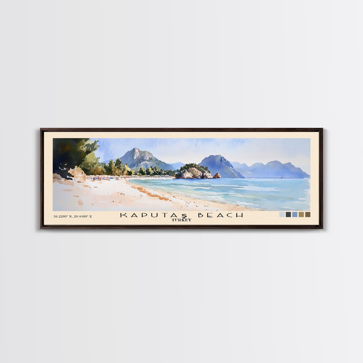 Kaputaş Beach, Turkey Watercolor Beach Print, Vacation Gift, Turkey Wall Art, Beach Painting, Beach Decor, Beach Painting