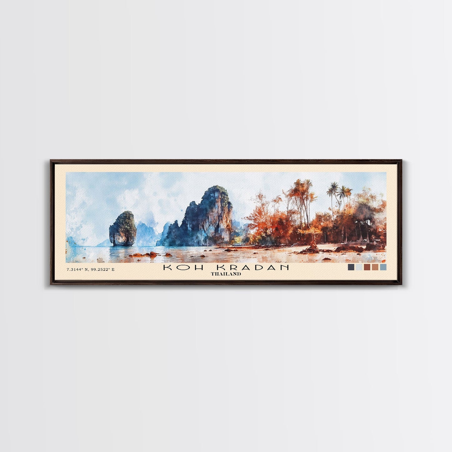 Koh Kradan, Thailand Watercolor Beach Print, Vacation Gift, Thailand Wall Art, Beach Painting, Beach Decor, Beach Painting