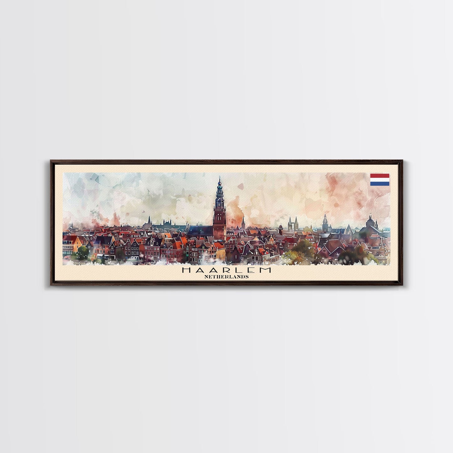 Haarlemmermeer Netherlands Panoramic Travel Poster, Framed Canvas Print or Metal Wall Art, Travel Art, Home Decor, Panoramic Painting, Midcentury Art
