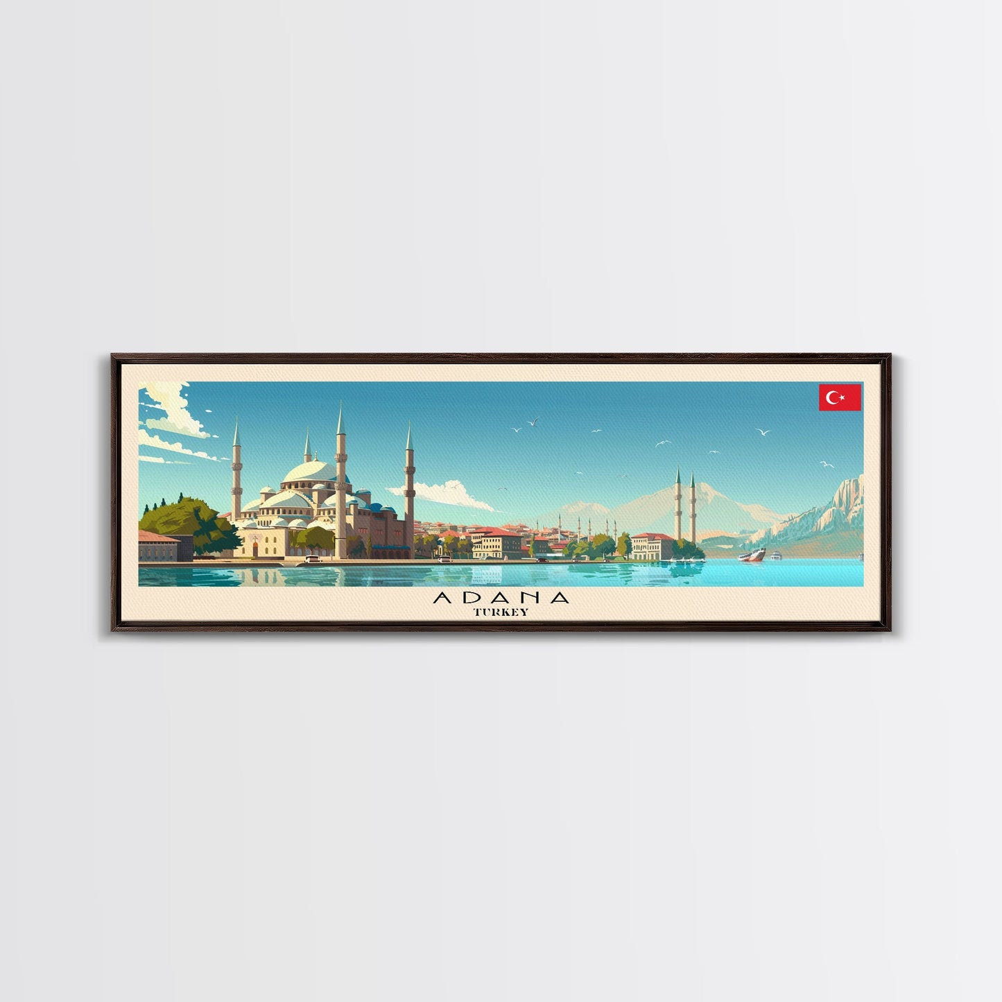 Adana Turkey Travel Art, City Art, Framed Canvas Print or Metal Wall Art, Europe Travel Poster, Panoramic Wall Art, Extra Wide Wall Art