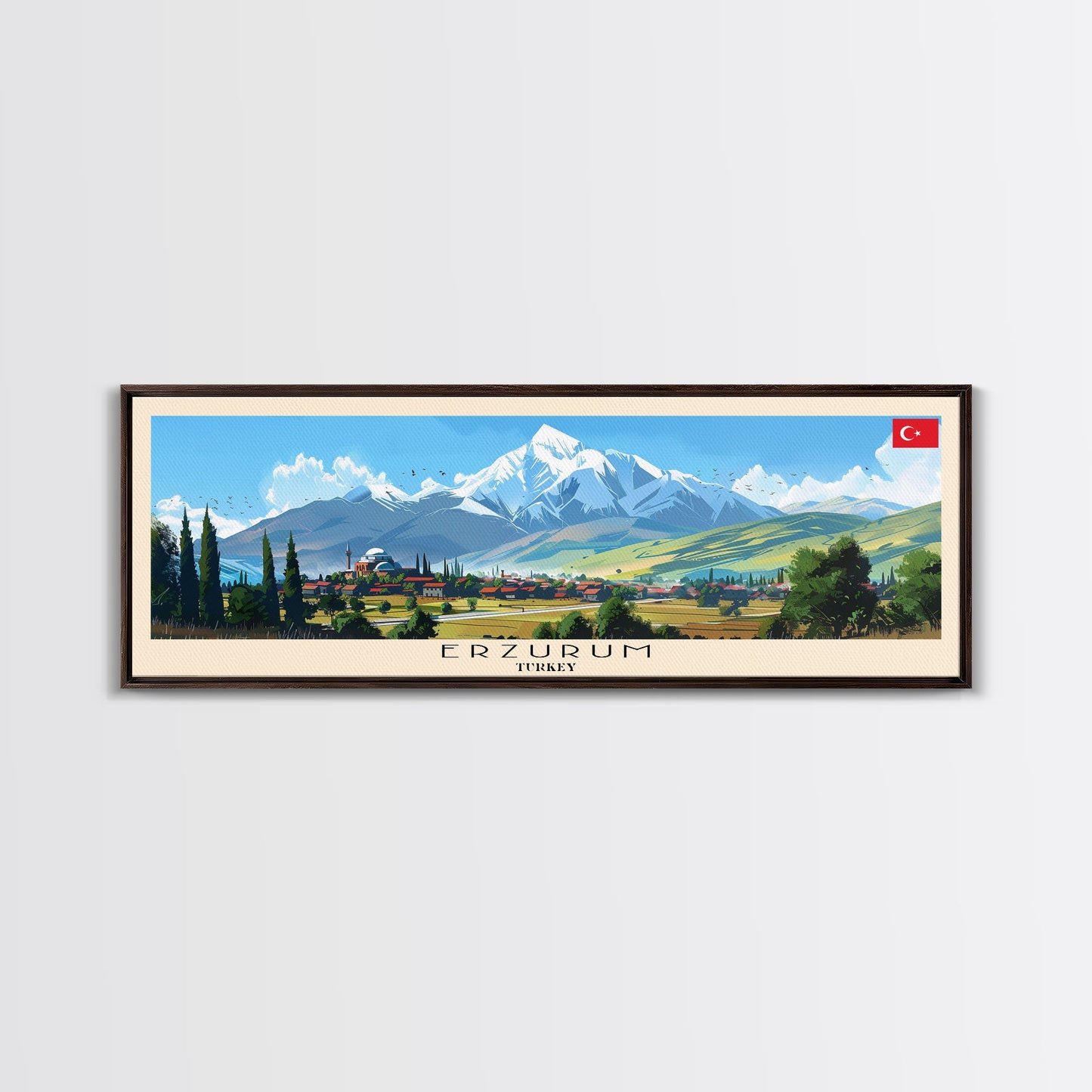 Erzurum Turkey Travel Print Wall Art, Panoramic City Art, Travel Art, Wall Decor, Vacation Gift, Framed Canvas Print Or Metal Art