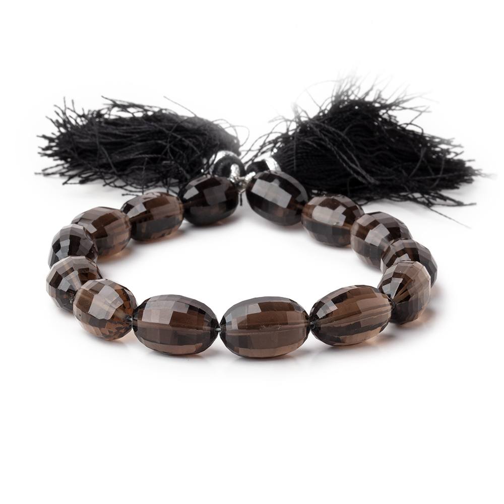 12x9-14x9mm Smoky Quartz Faceted Oval Beads 7.5 inch 14 pieces