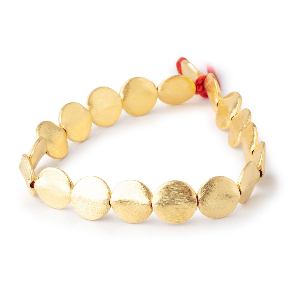 11mm 22kt Gold Plated Copper Brushed Coin 8 inch 19 Beads