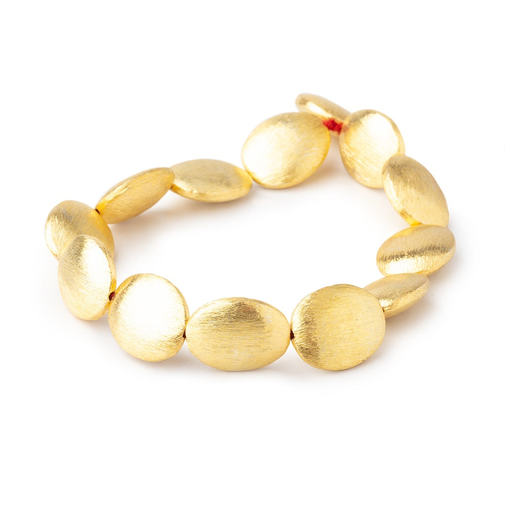 16x13mm 22kt Gold Plated Copper Brushed Oval 8 inch 13 Beads