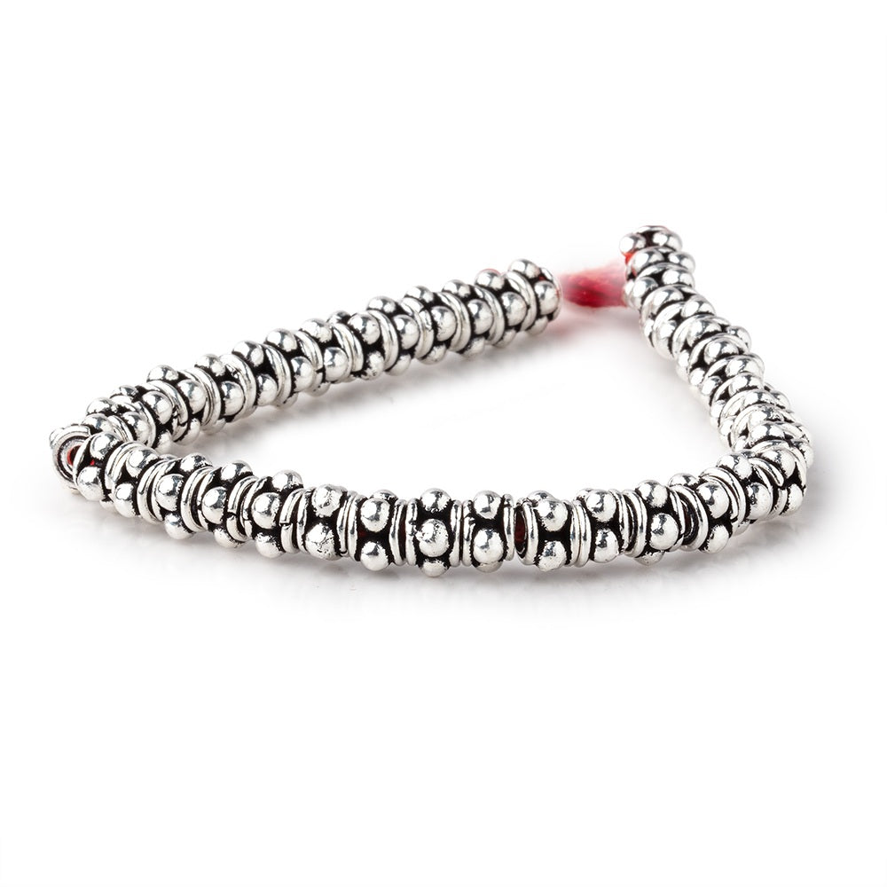 7x5mm Antiqued Sterling Silver Plated Copper Spacers 8 inch 41 Beads