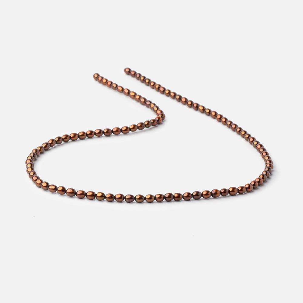4x3mm Bronze Straight Drilled Oval Freshwater Pearl 15 inch 89 pcs