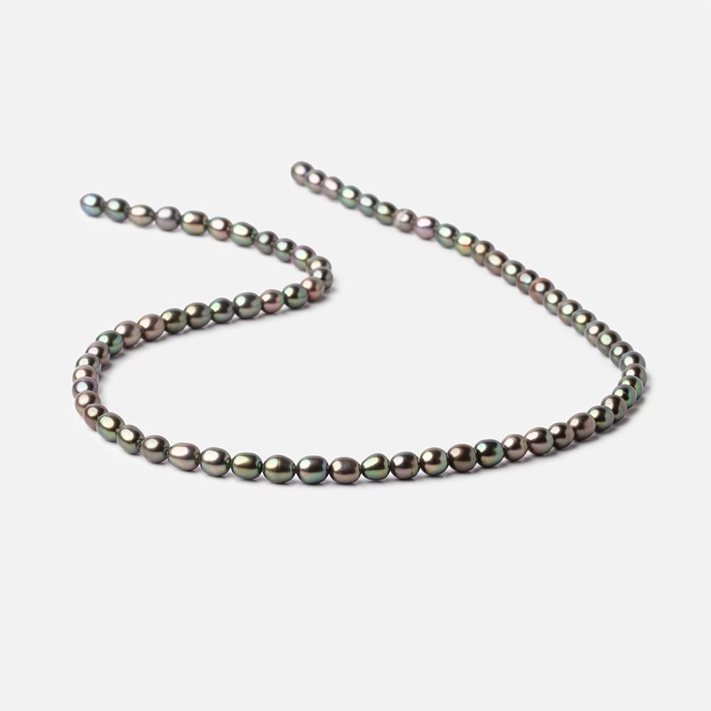 6x5mm Mushroom Green Oval Freshwater Pearl Beads 15.5 inch 62 pieces