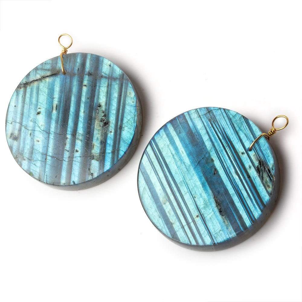 40mm Labradorite plain coin disc focal beads 1 piece AA