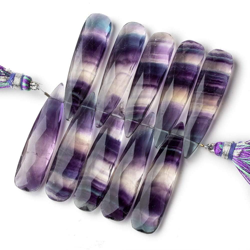 40x10mm Multi Color Banded Fluorite faceted pears 3 inch 10 beads AAA