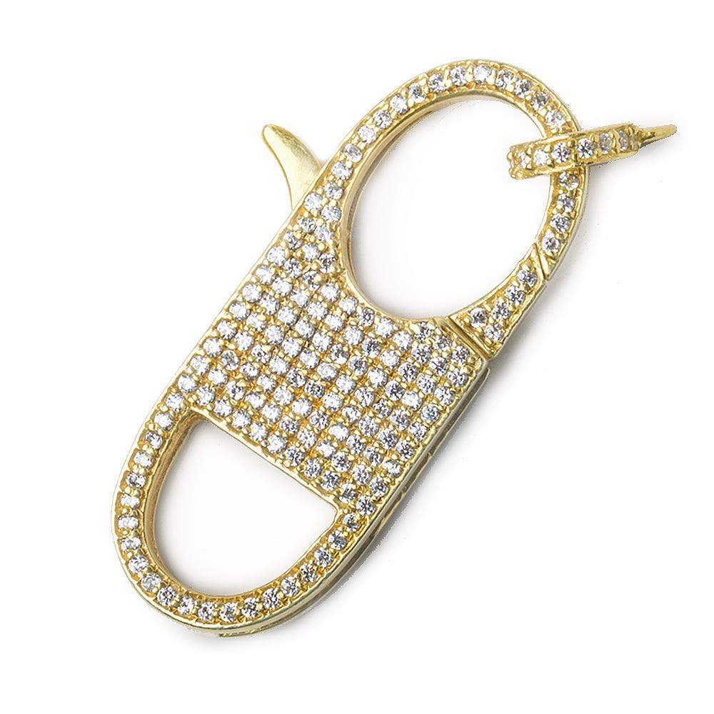 40x16mm Vermeil CZ Oval Lobster Clasp with CZ Ring 1 piece