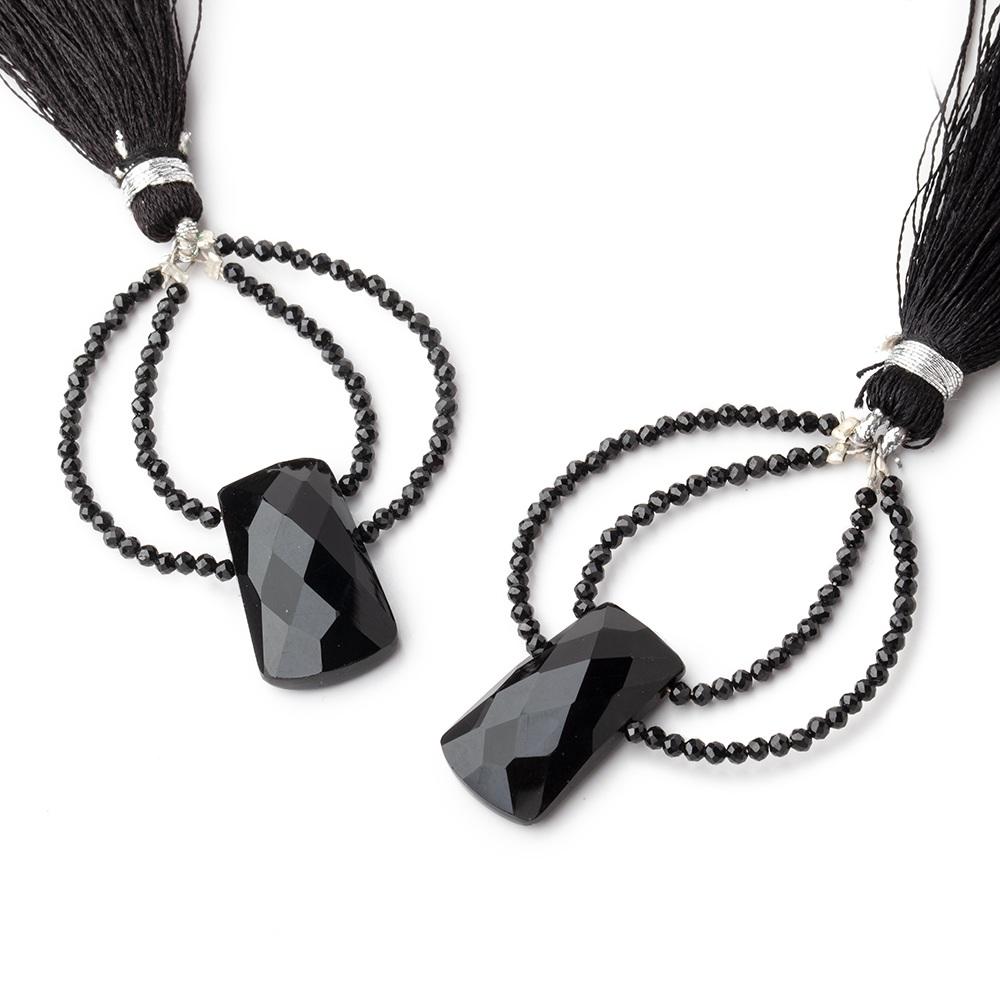 40x30mm Black Onyx Fancy Focal Beads Sold as a Set of 2