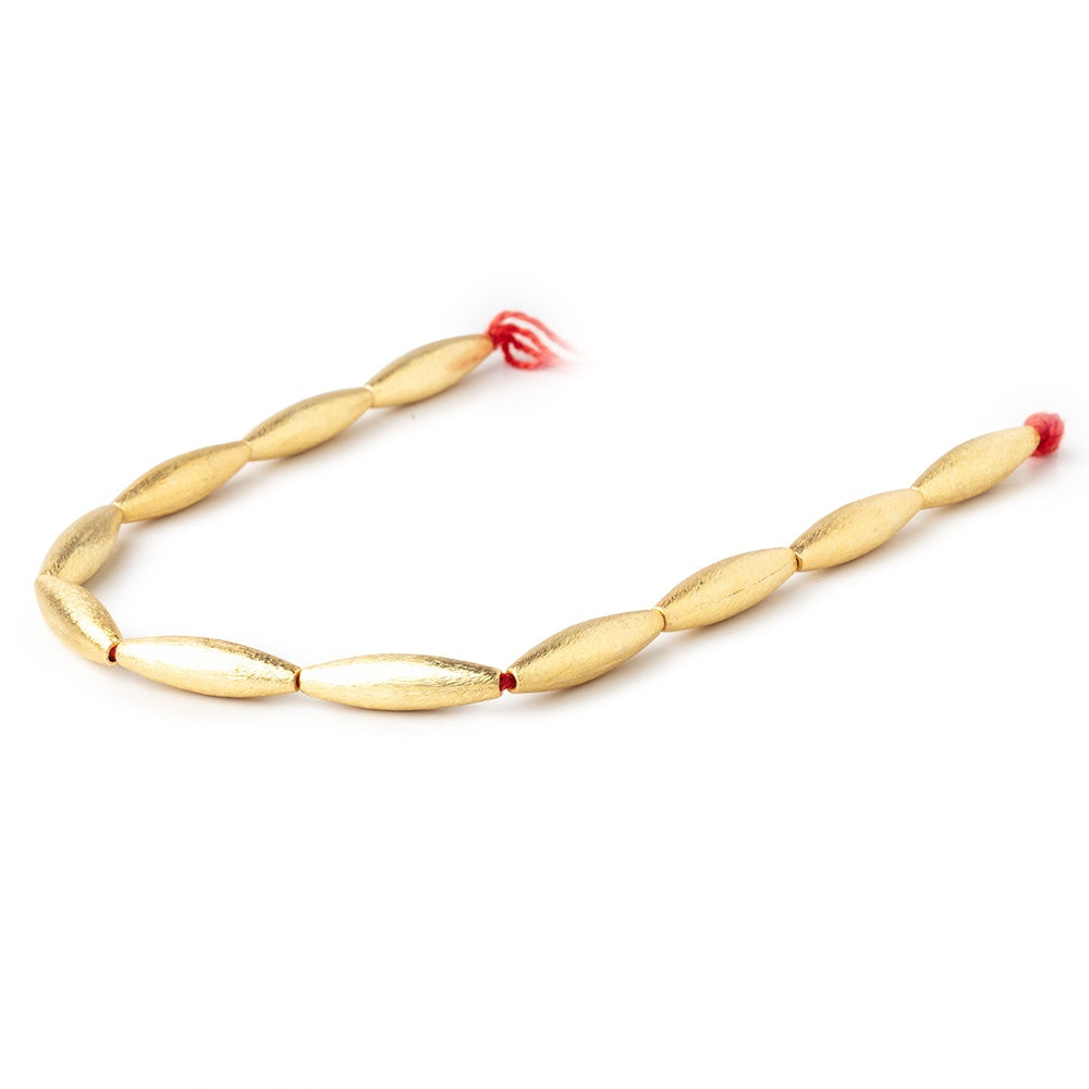 20x5mm 22kt Gold Plated Copper Brushed Marquise Beads 8 inch 11 pieces