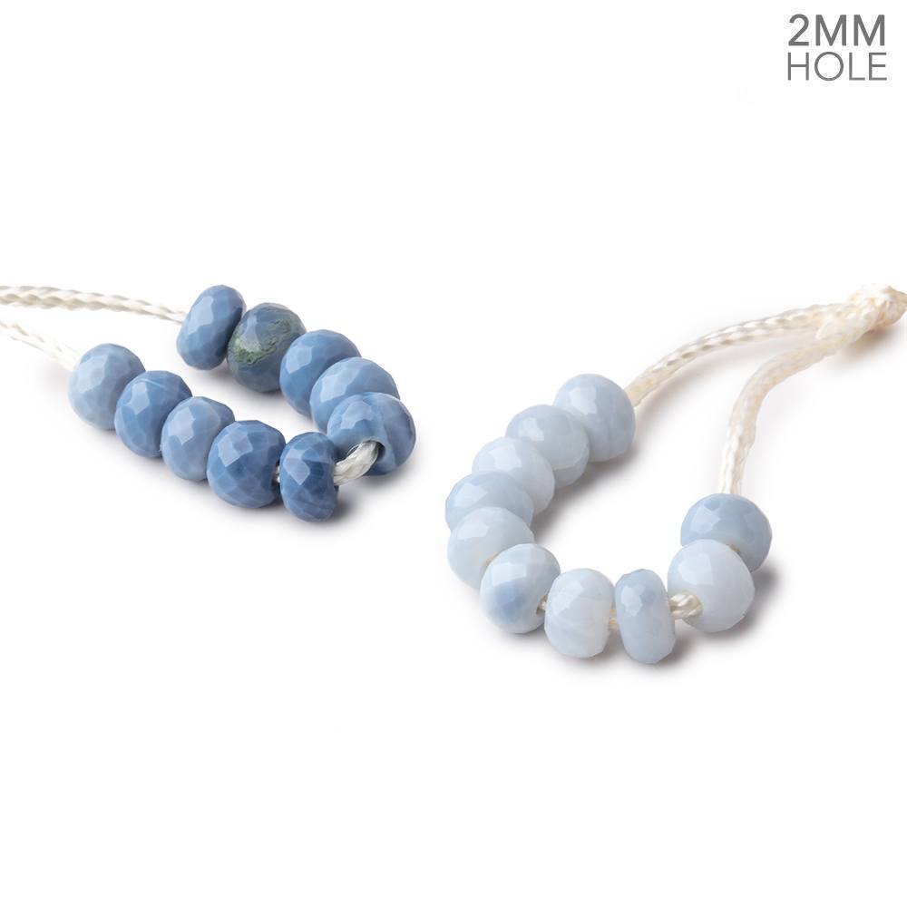 6mm Owyhee Denim Blue Opal 2mm Large Hole Faceted Rondelle Set of 10