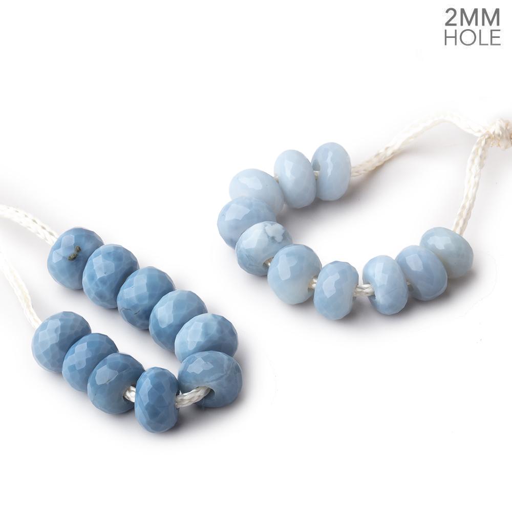 8mm Owyhee Denim Blue Opal 2mm Large Hole Faceted Rondelle Set of 10