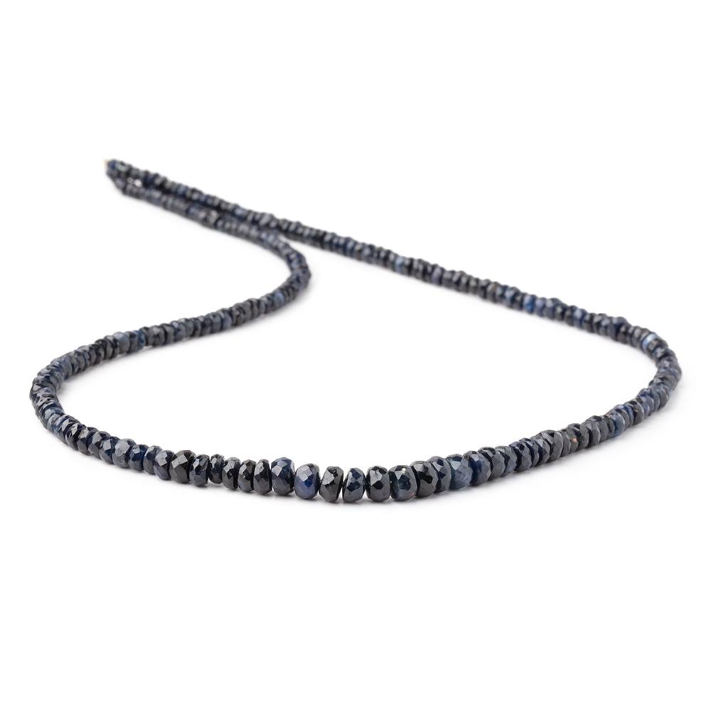 2.5-5mm Cambodian Blue Sapphire Faceted Rondelle Beads 16 inch 209 pieces