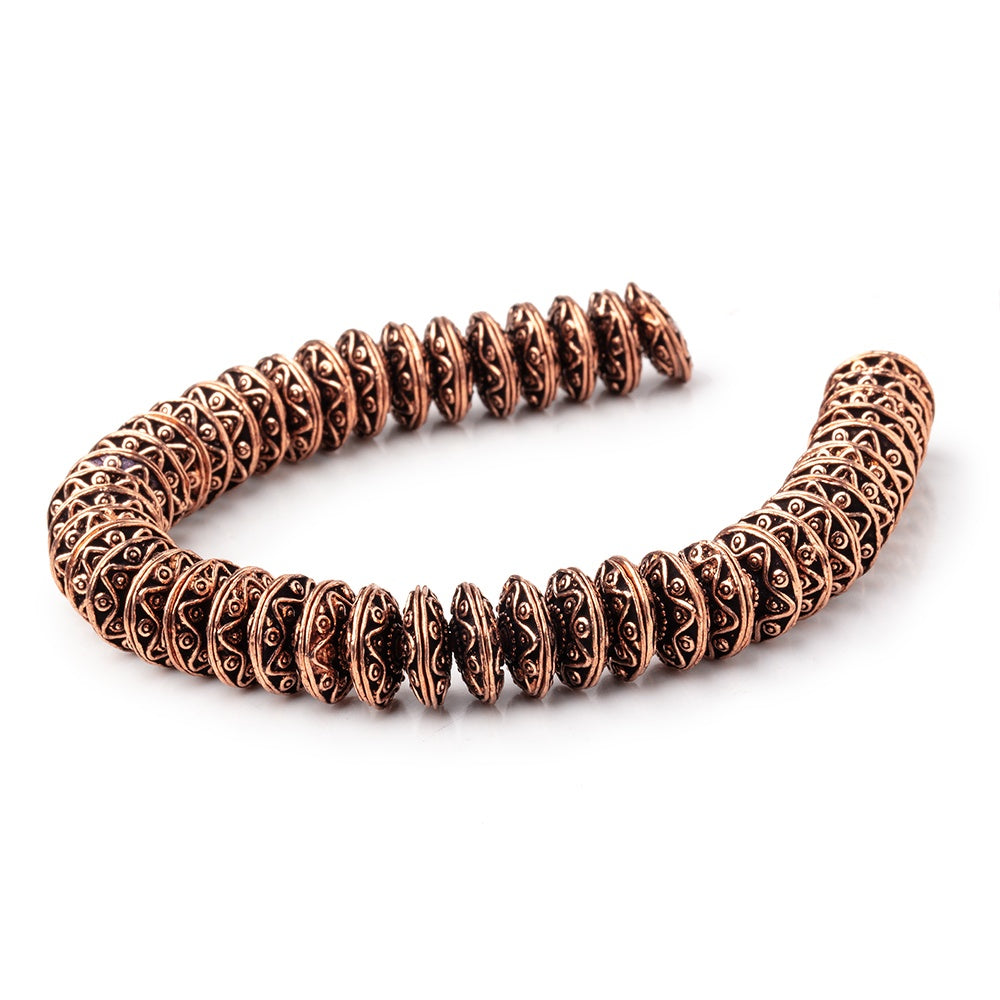 11mm Antiqued Copper Southwestern Motif Bead Caps 8 inch 90 pieces