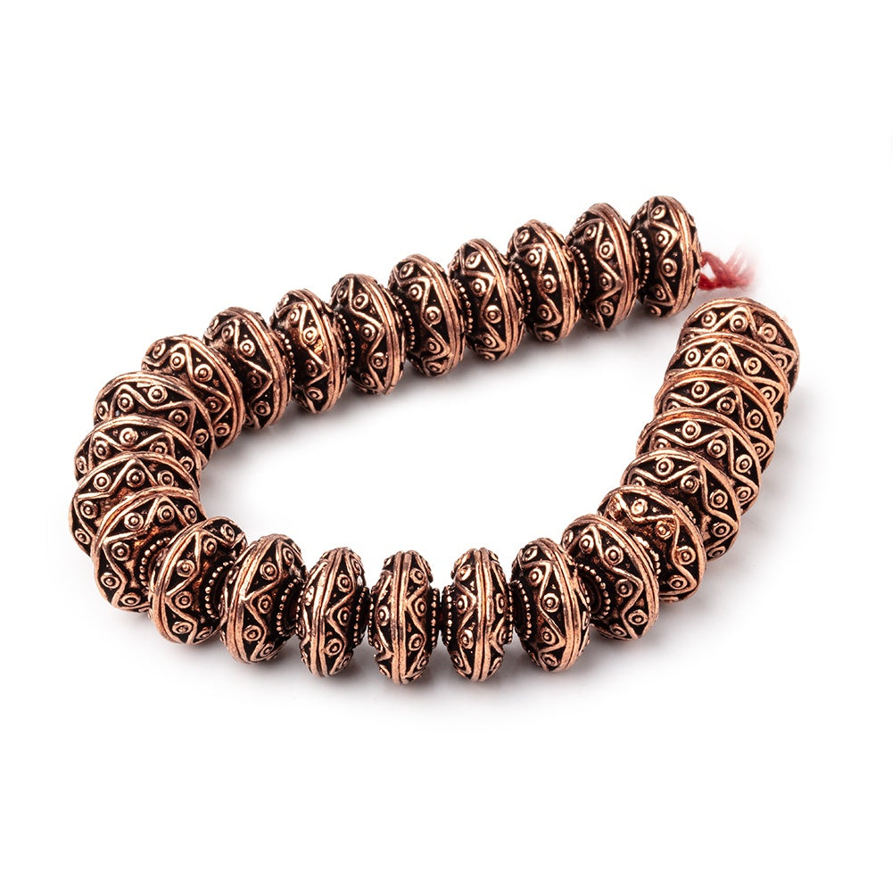 14mm Antiqued Copper Southwestern Motif Bead Caps 8 inch 54 pieces