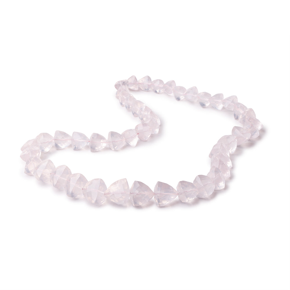 7-12mm Rose Quartz Straight Drilled Faceted Trillion Beads 16 inch 46 pieces