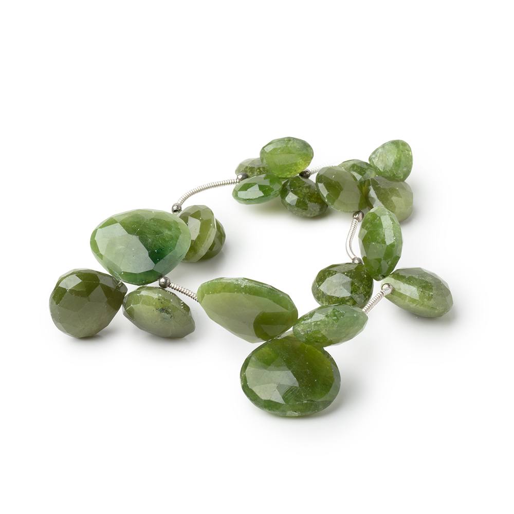 9-18mm Idocrase Faceted Heart Briolette 7.5 inch 20 Beads