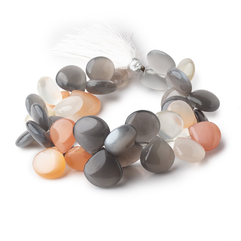 12-14mm Multi Color Moonstone Plain Heart Beads 8 inch 42 pieces