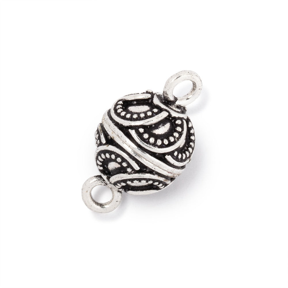 12mm Antiqued Sterling Silver Overlapping Design Magnetic Clasp 1 piece