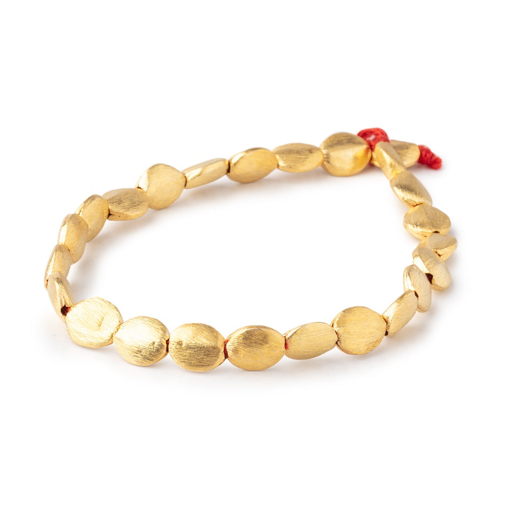 8x7mm 22kt Gold Plated Copper Brushed Oval Beads 8 inch 24 pieces