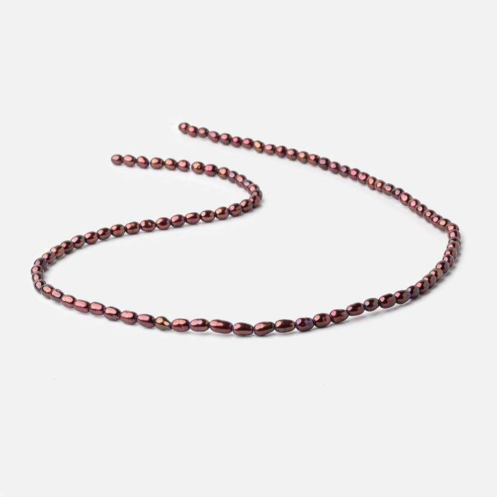 4x3mm Merlot Red Straight Drill Oval Freshwater Pearl Beads 15 inch 90 pieces