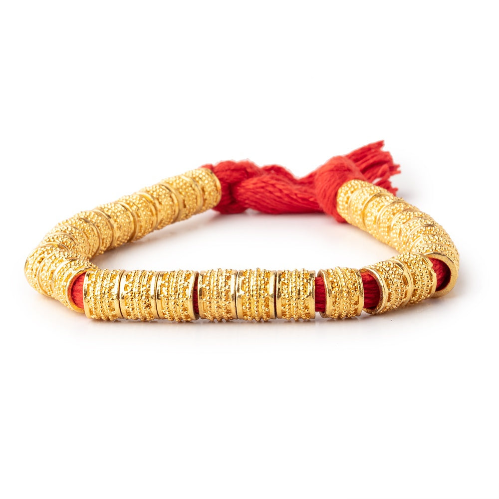 7x9mm 22kt Gold Plated Copper Miligrain Tube Beads 8 inch 30 pieces Large Hole