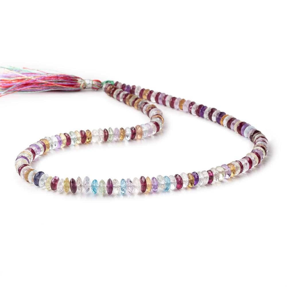 6-7mm Multi Gemstone German Faceted Rondelles 16 inch 150 Beads AAA