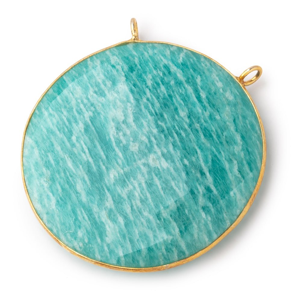 41mm Vermeil Bezel Amazonite Faceted Coin Connector 1 Focal Bead
