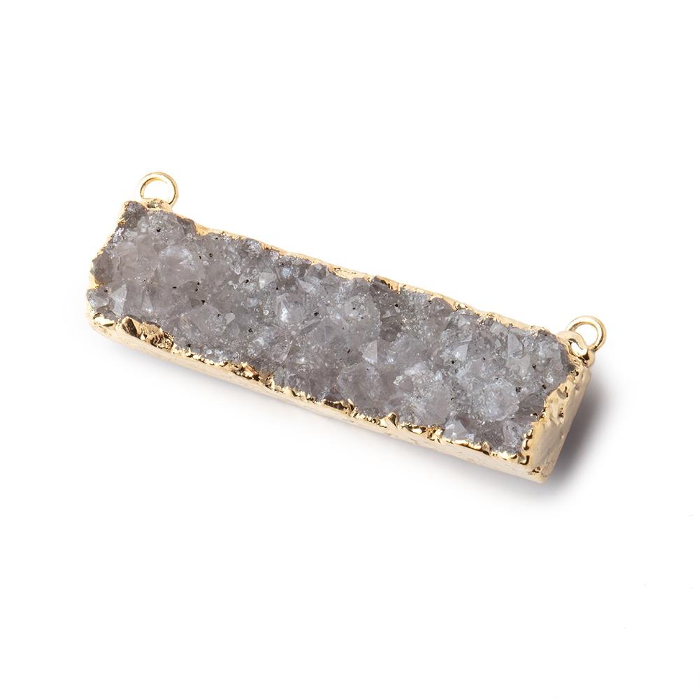 41x11mm 22kt Gold Leafed Grey Quartz Drusy East West Connector 1 Focal Bead