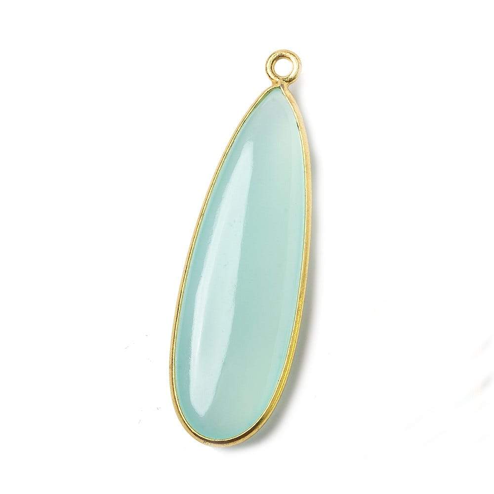 41x14mm Vermeil Bezel SeaBlue Chalcedony plain pear Pendant 1 focal bead