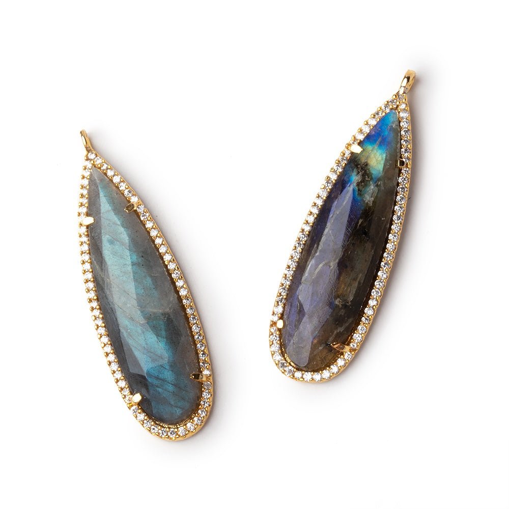 41x14mm Vermeil CZ Bezel Labradorite Pear Pendant 1 Focal