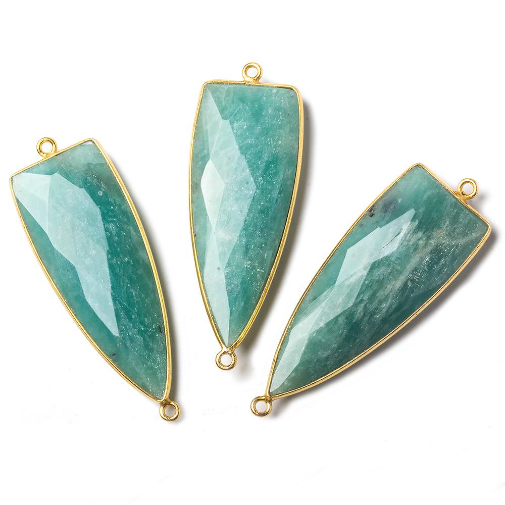 41x15mm Vermeil bezel Amazonite faceted point Connector 1 piece