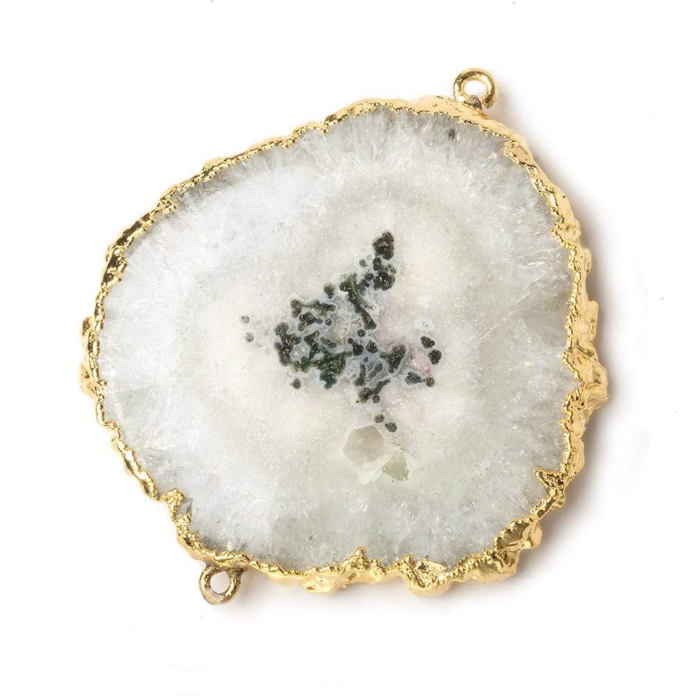 41x41mm 22kt Gold Leafed Natural Stalactite Solar Quartz Connector 1 piece