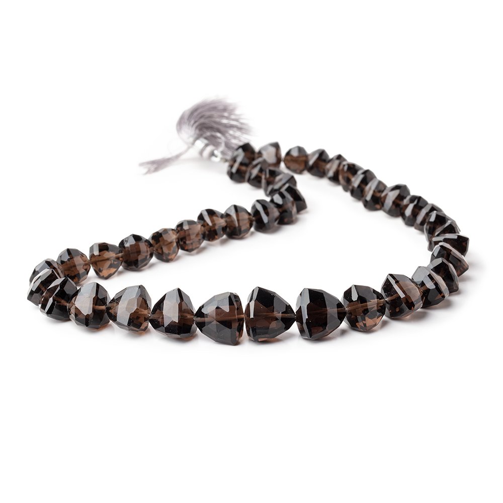 8-13mm Smoky Quartz Faceted Trillion Beads 15 inch 42 pieces