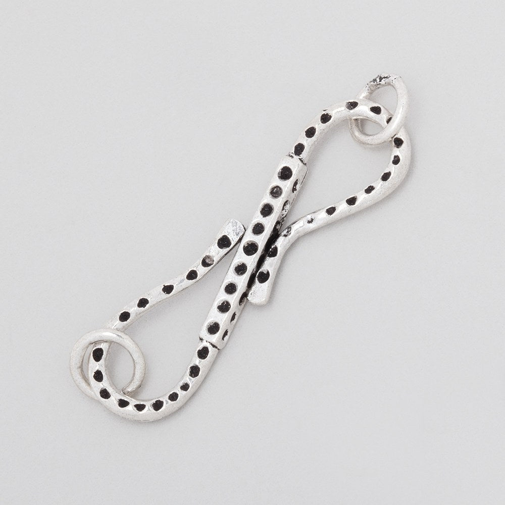36x9.5mm Antiqued Sterling Silver Hammered S Hook 1 piece