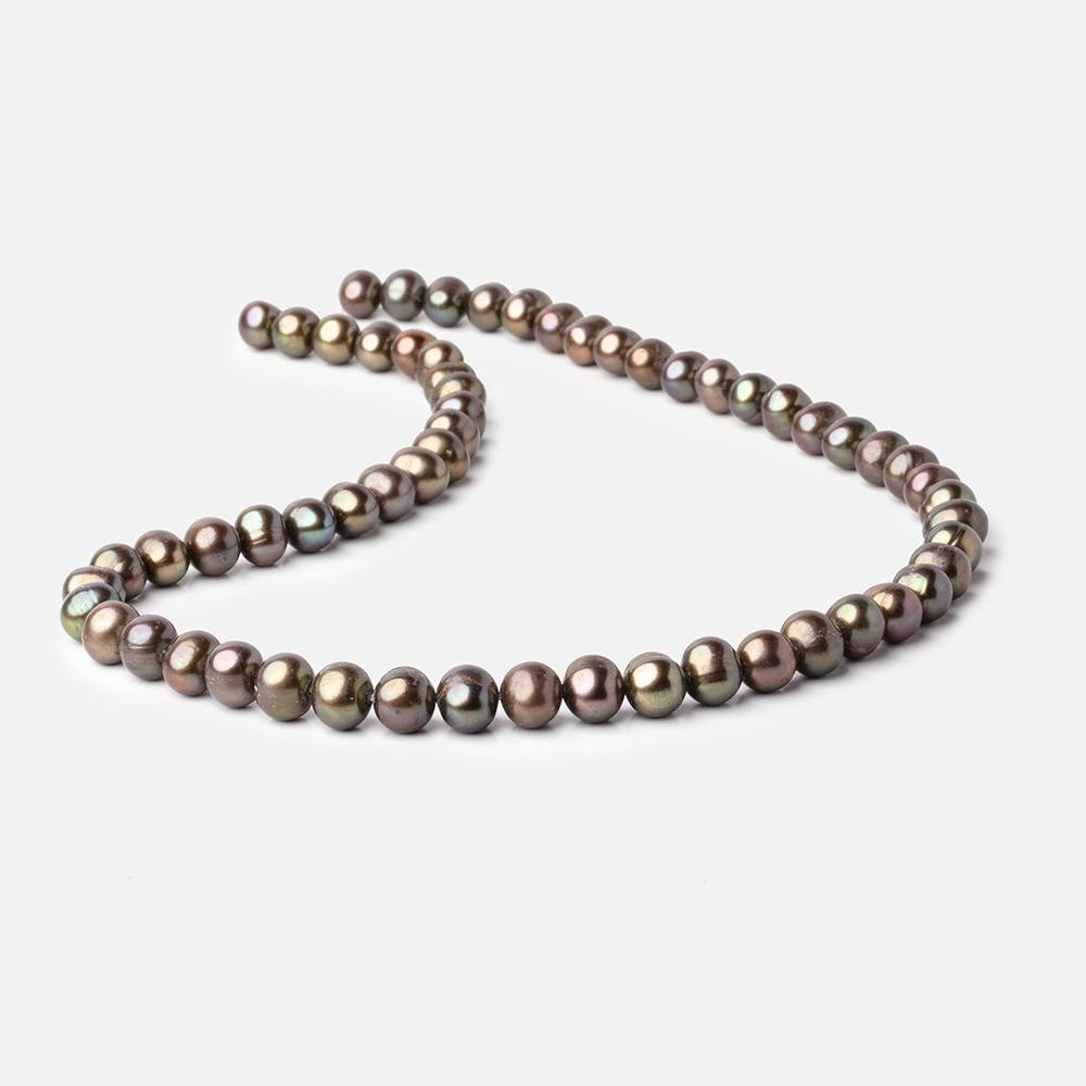 7x6mm Olive Green Off Round Freshwater Pearls 15 inch 58 pieces